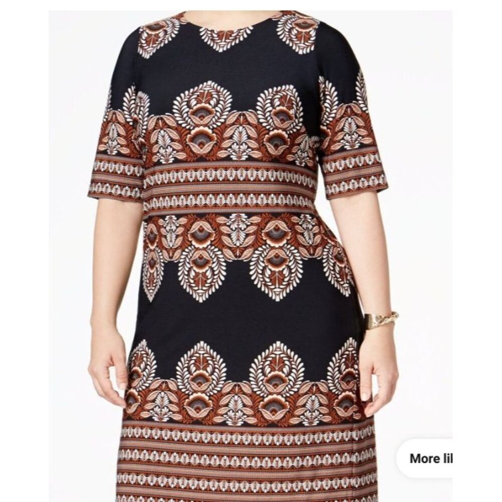 I.N.C INTERNATIONAL CONCEPTS Dress Mosaic Pattern Blue Short Sleeve Shift Size 6